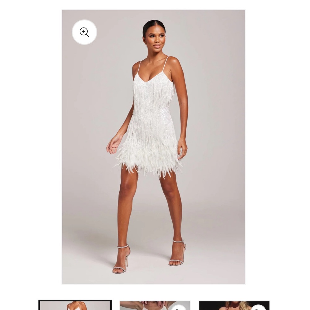 Mini wedding/party gown. White, size M, new with tags. No alterations.